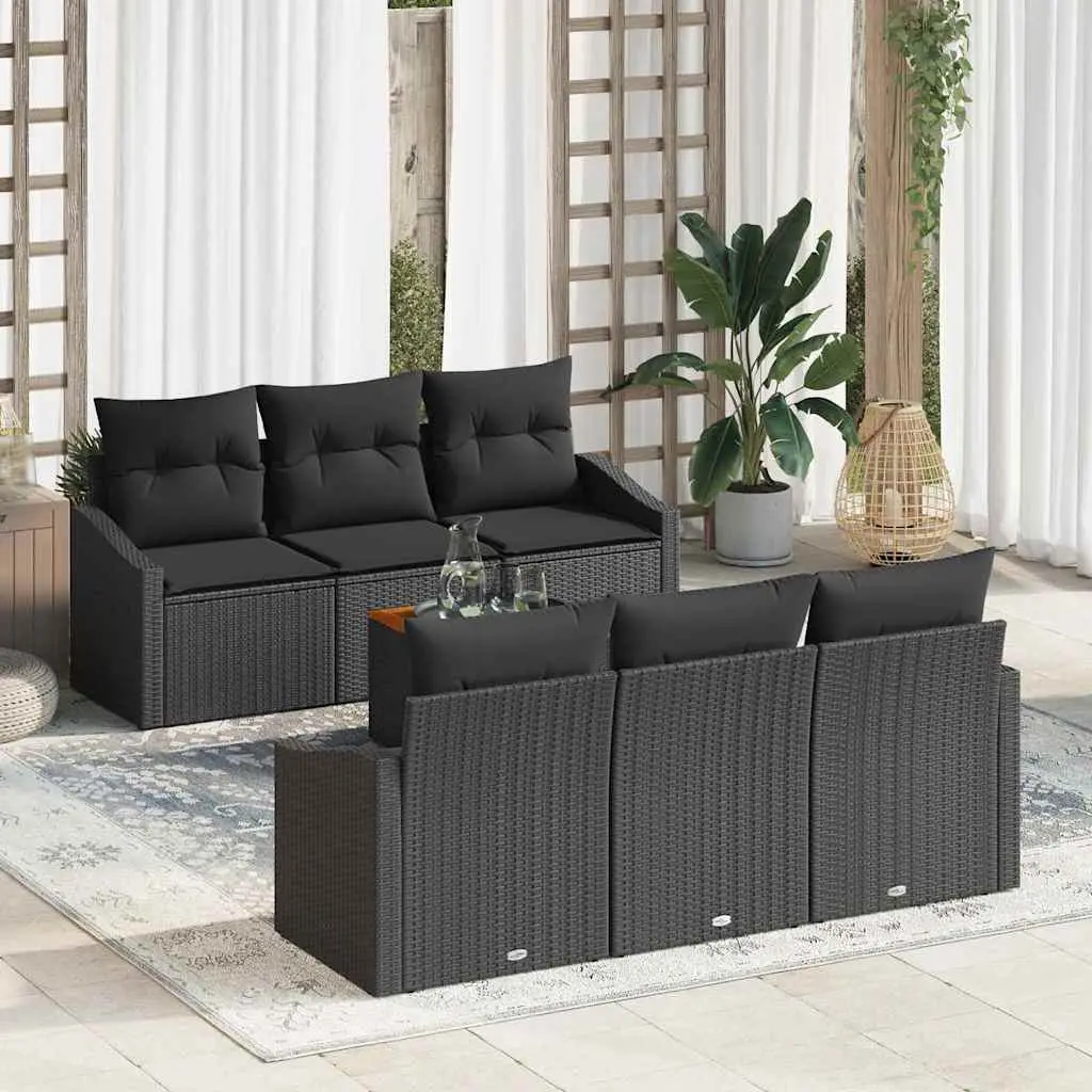 Ensemble de canapé de jardin avec stockage 7 pcs Noir polyrotin vidaXL 3356448