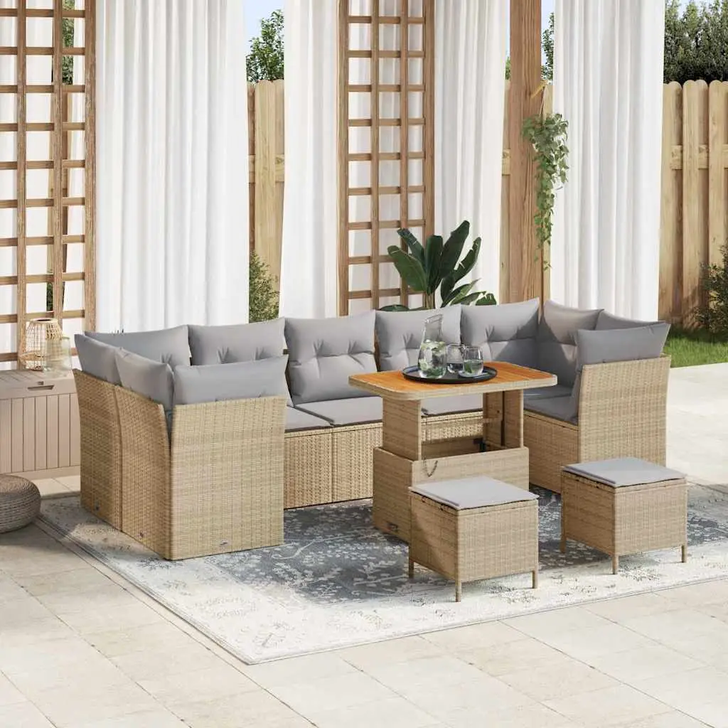 Ensemble canapé de jardin 9 places modulable en résine tressée Beige – ComfortXL Outdoor Living