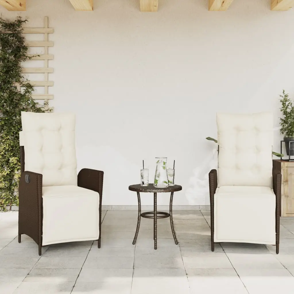 Ensemble de 2 Fauteuils de Jardin Inclinables Résine Tressée avec Repose-jambes Marron – ComfortXL Outdoor Living