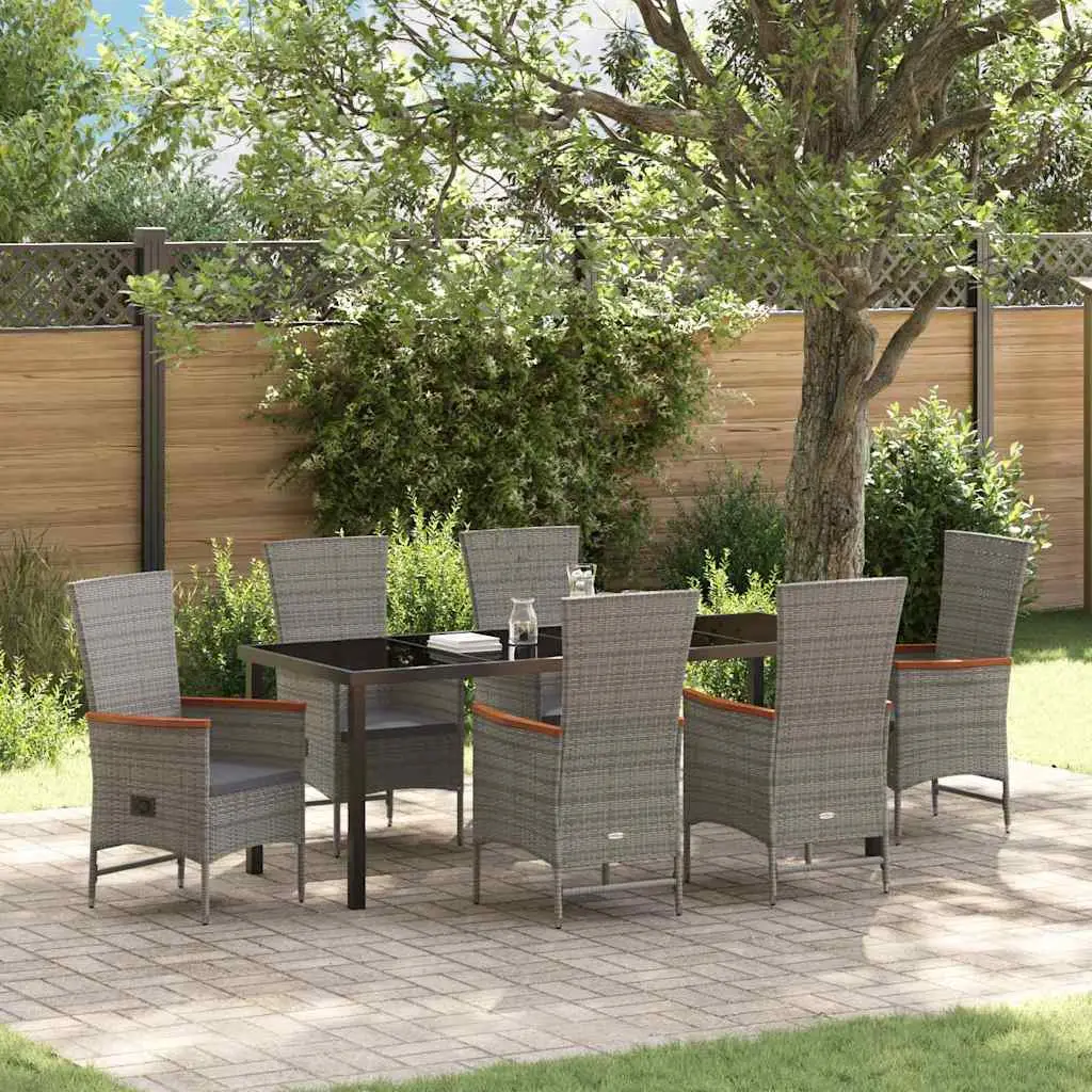 Ensemble de salle à manger pour jardin 7 pcs Gris polyrotin vidaXL 3379448