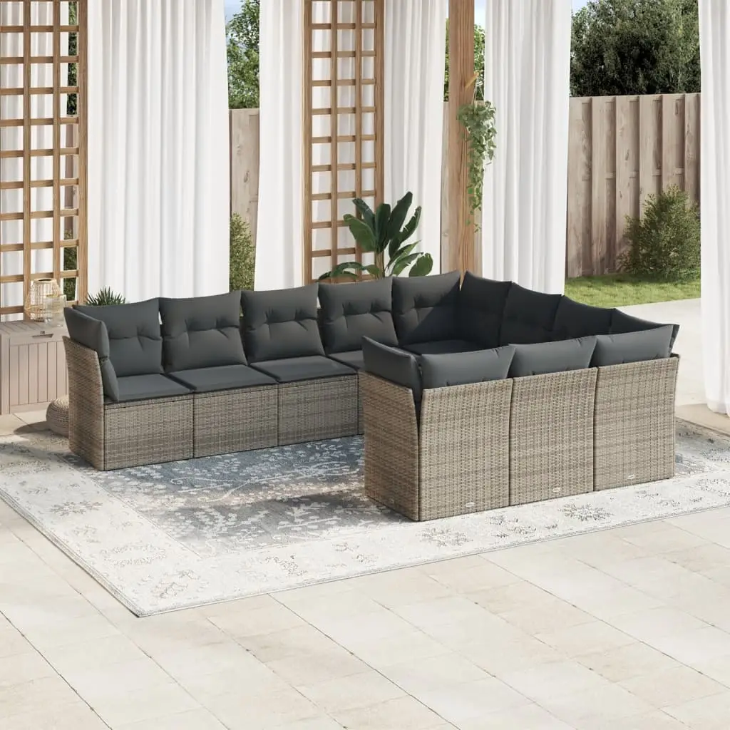 Ensemble Canapés de Jardin 10 pcs Résine Tressée avec Coffres de Rangement pour Terrasse Gris – ComfortXL Outdoor Living