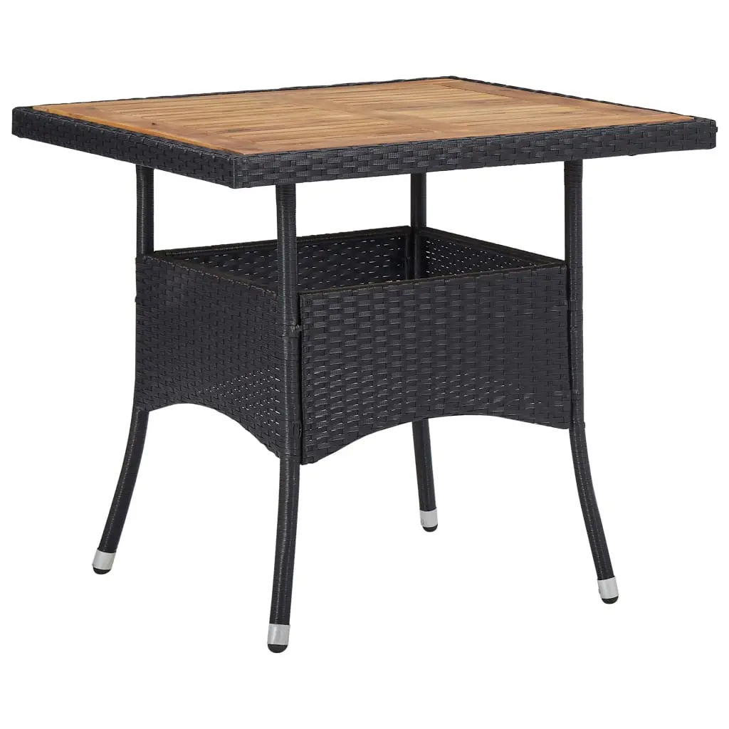 Ensemble de 3 pcs table de jardin avec chaises – mobilier de jardin Noir Résine tressée et acacia-JU2903