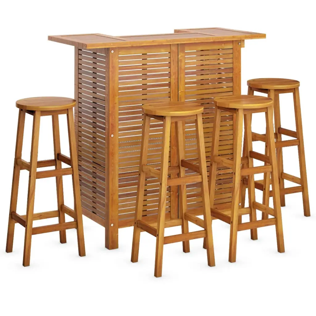 Ensemble de bar de jardin 5 pièces bois d’acacia solide