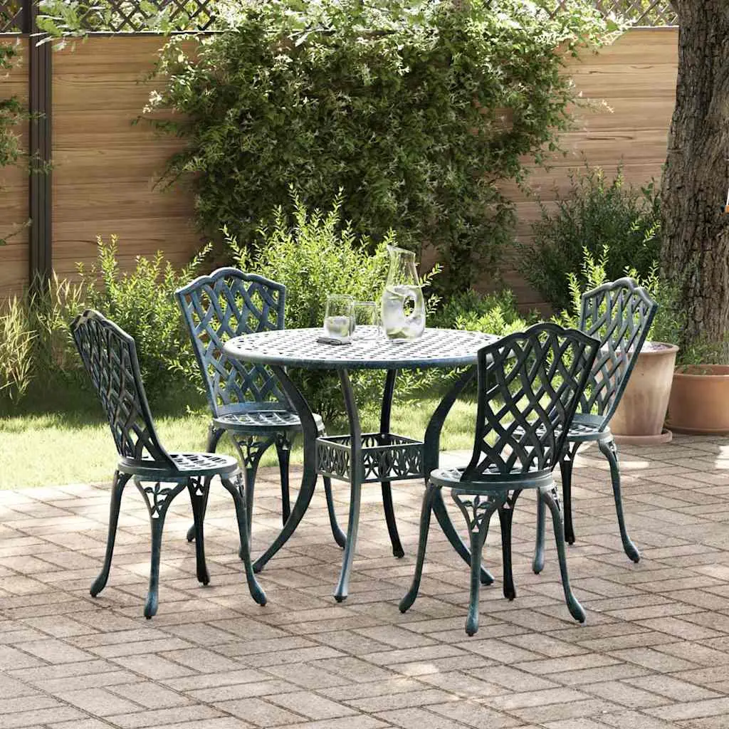Ensemble de salle à manger pour jardin 5 pcs Vert Aluminium vidaXL 3334711