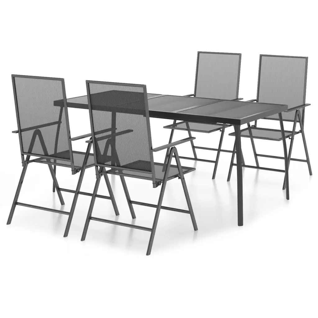 Ensemble de 5 pcs table de jardin avec chaises – mobilier de jardin anthracite acier-JU2971