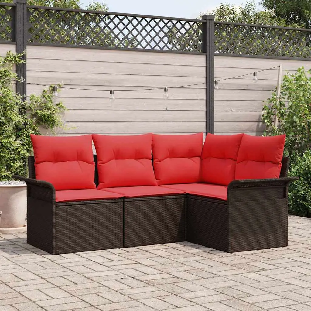 Ensemble de canapé de jardin avec coussin Marron polyrotin vidaXL 3345344