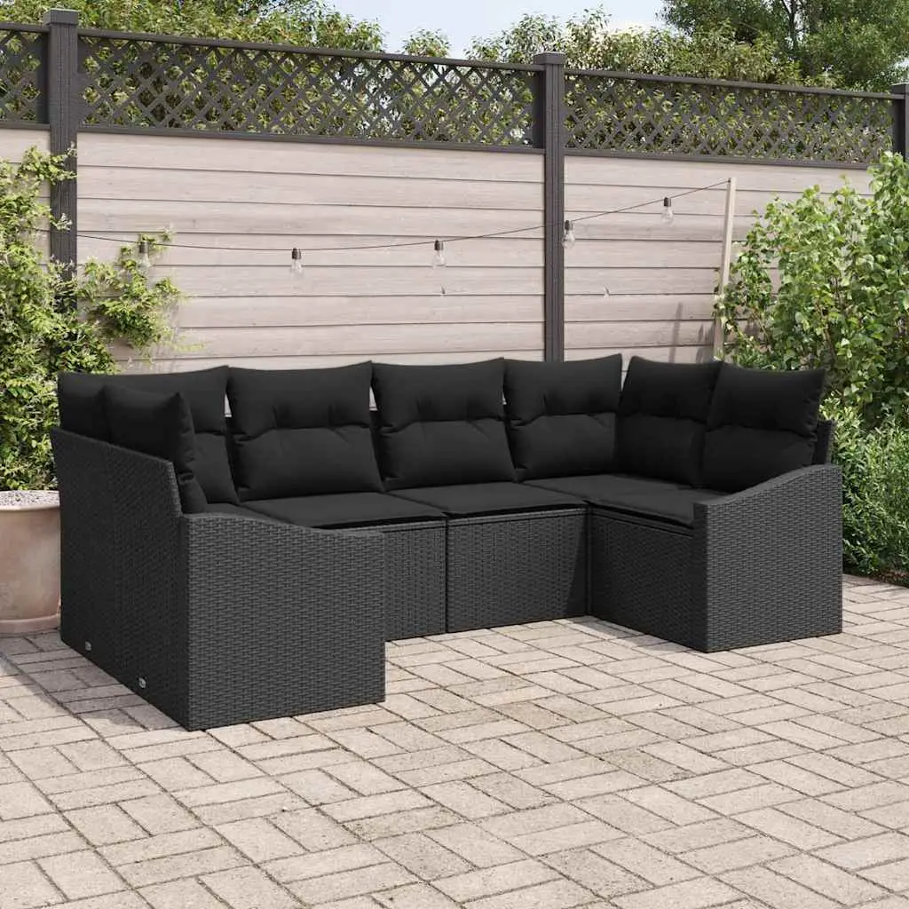 Ensemble de Canapés avec coussin 6 pcs Noir polyrotin vidaXL 3346863