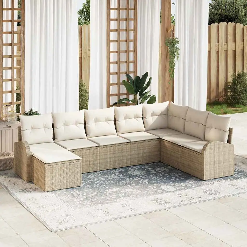Ensemble de Canapés avec coussin 8 pcs Beige et blanc polyrotin vidaXL 3354830