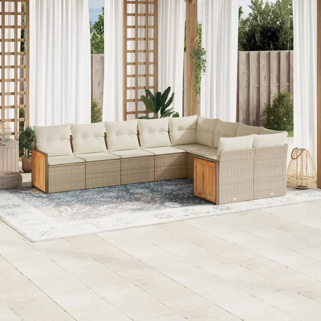 Ensemble canapé de jardin 9 places modulable en polyrotin pour grand extérieur Beige – ComfortXL Outdoor Living