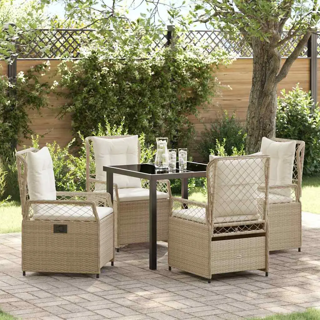 Ensemble de salle à manger pour jardin 5 pcs vidaXL 3381010 beige et blanc crème