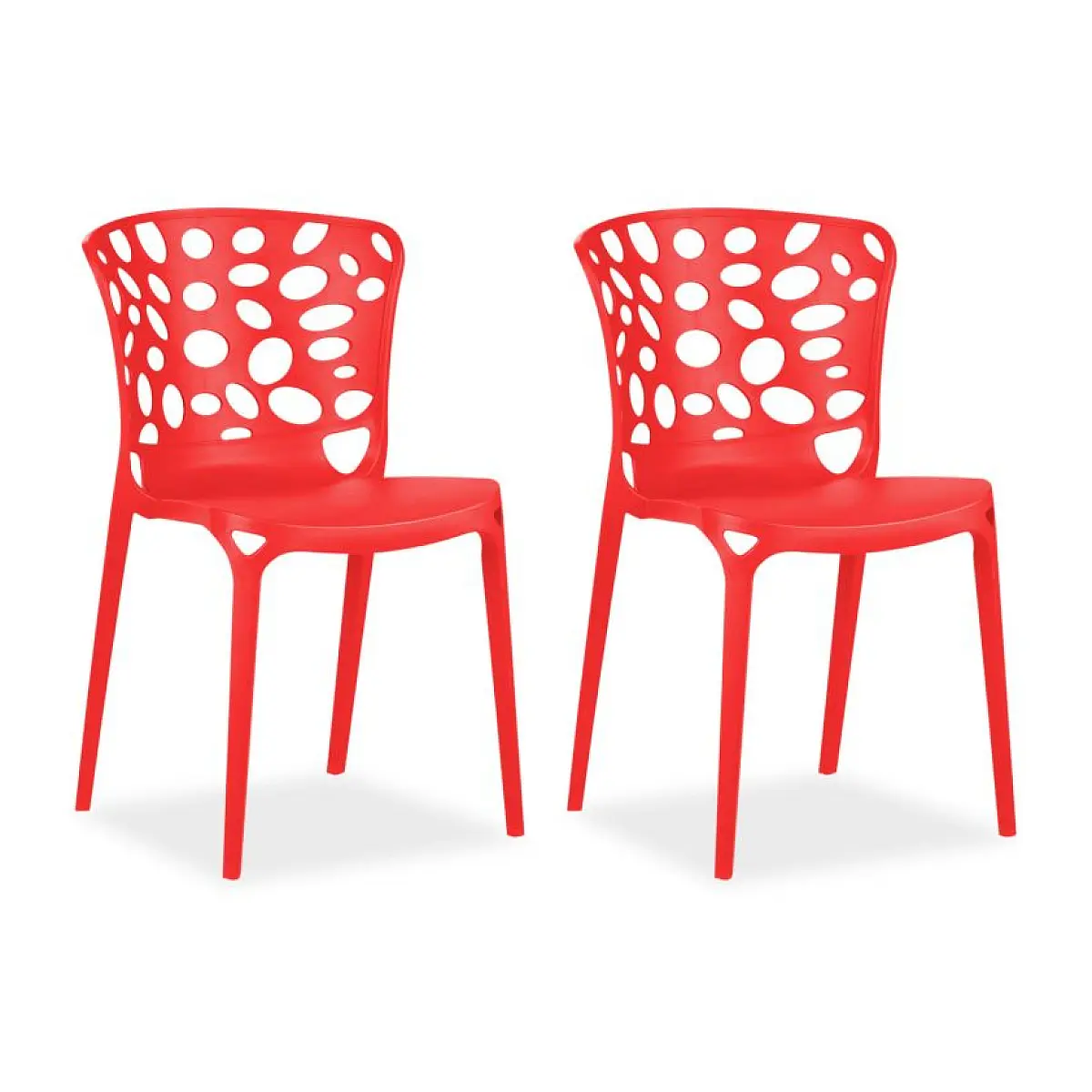 Ensemble de 2 chaises de jardin rouges élégantes et confortables