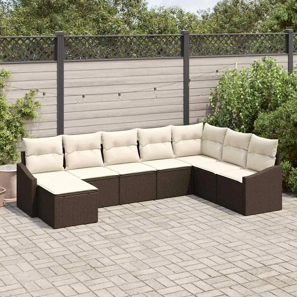 Ensemble de Canapés avec coussin 8 pcs Marron polyrotin vidaXL 3346838