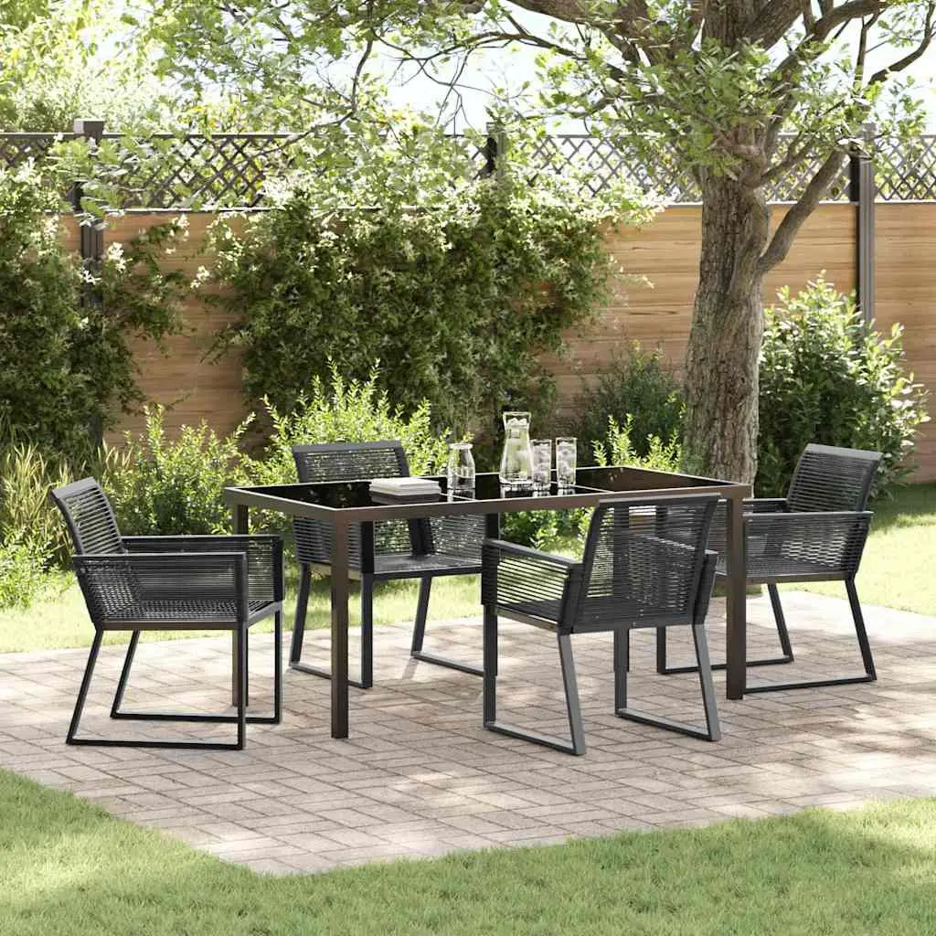 Ensemble de salle à manger pour jardin 5 pcs Noir vidaXL 3379313