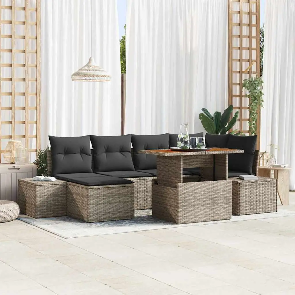 Ensemble de salle à manger pour jardin 7 pcs Gris et marron vidaXL 3349985
