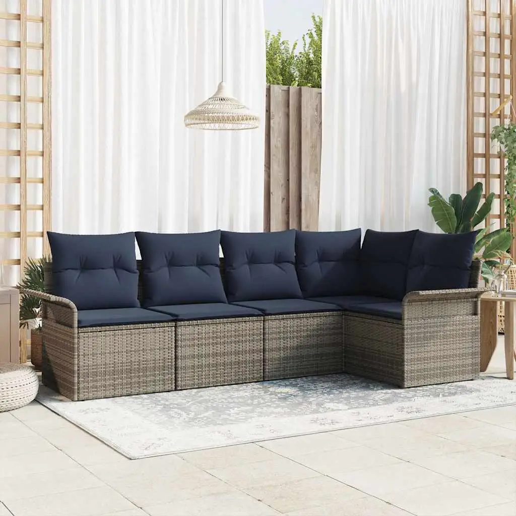 Ensemble de canapé de jardin avec stockage 5 pcs Gris polyrotin vidaXL 3354034
