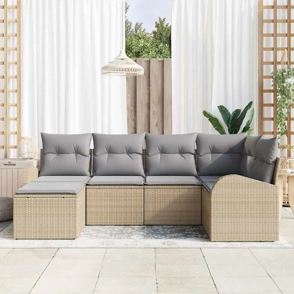 Ensemble de Canapés 6 pcs Beige et gris clair polyrotin vidaXL 3354779