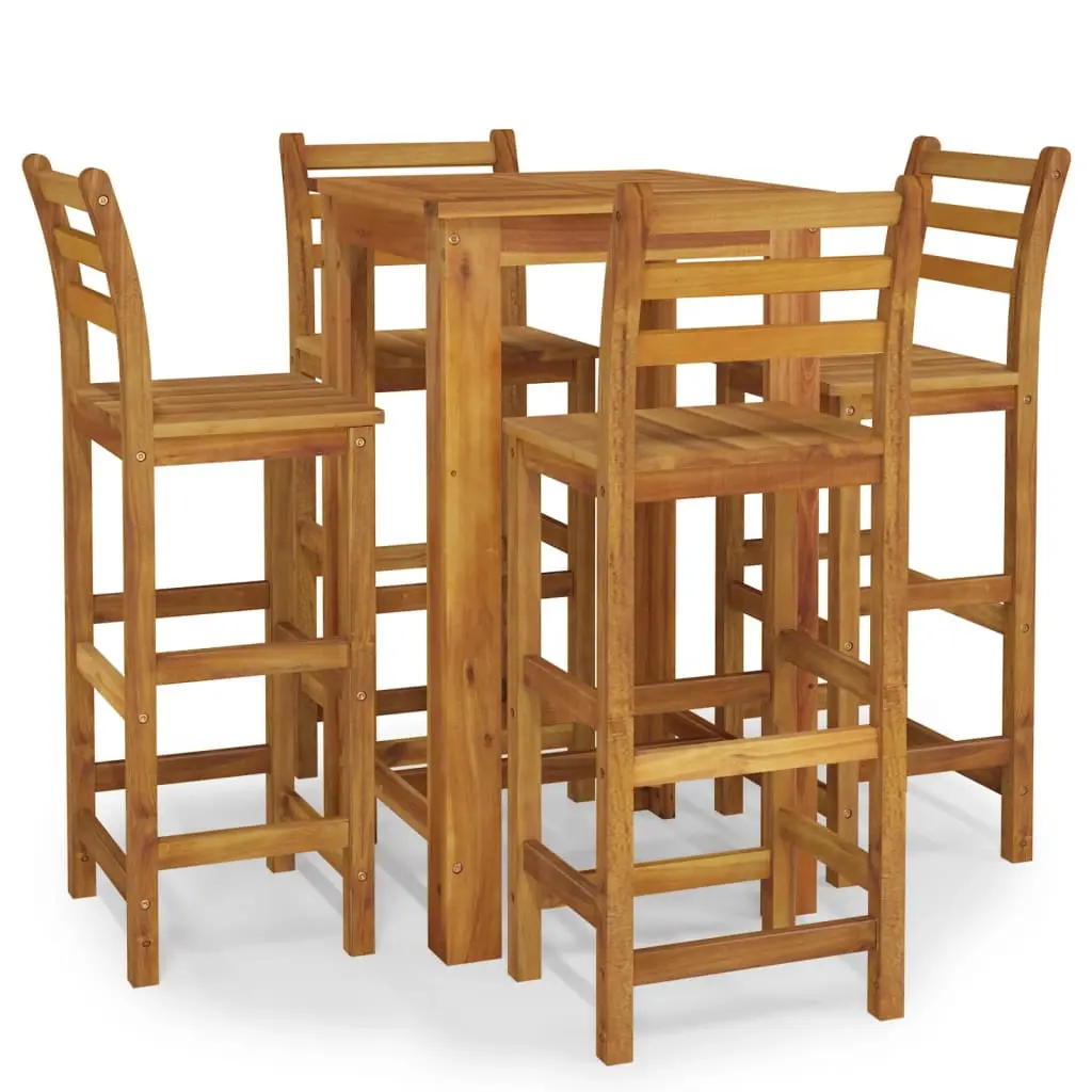 Ensemble de 5 pcs bar de jardin – Mobilier d’extérieur – Mobilier de jardin bois d’acacia solide-JU2170