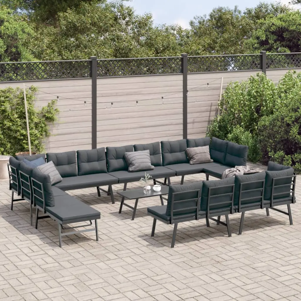 Ensemble de bancs de jardin avec coussins 9 pcs noir vidaXL 3283736