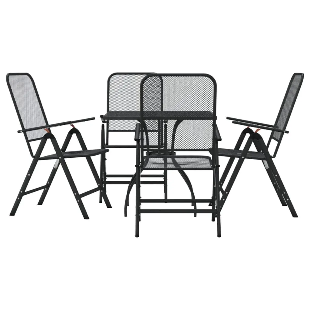 Ensemble de 5 pcs table de jardin avec chaises – mobilier de jardin anthracite métal maille-JU3140