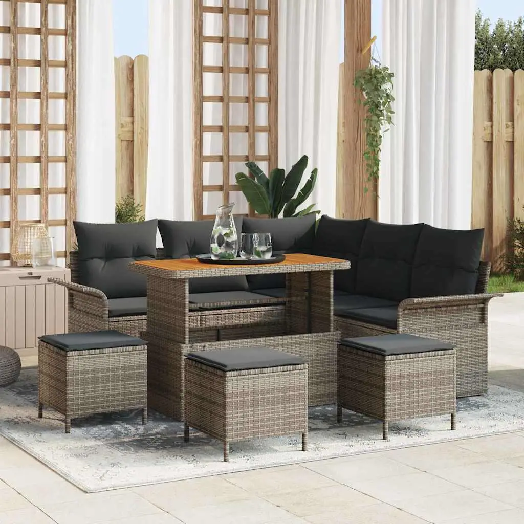 Ensemble de canapé de jardin avec coussin 9 pcs Gris vidaXL 3364093