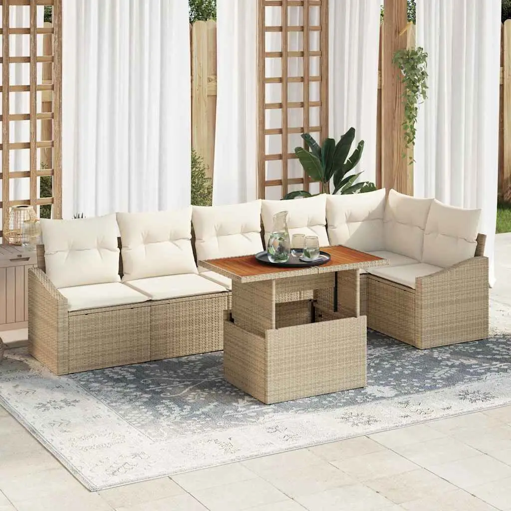Ensemble de salle à manger pour jardin 7 pcs Beige et crème vidaXL 3349847 beige et crème