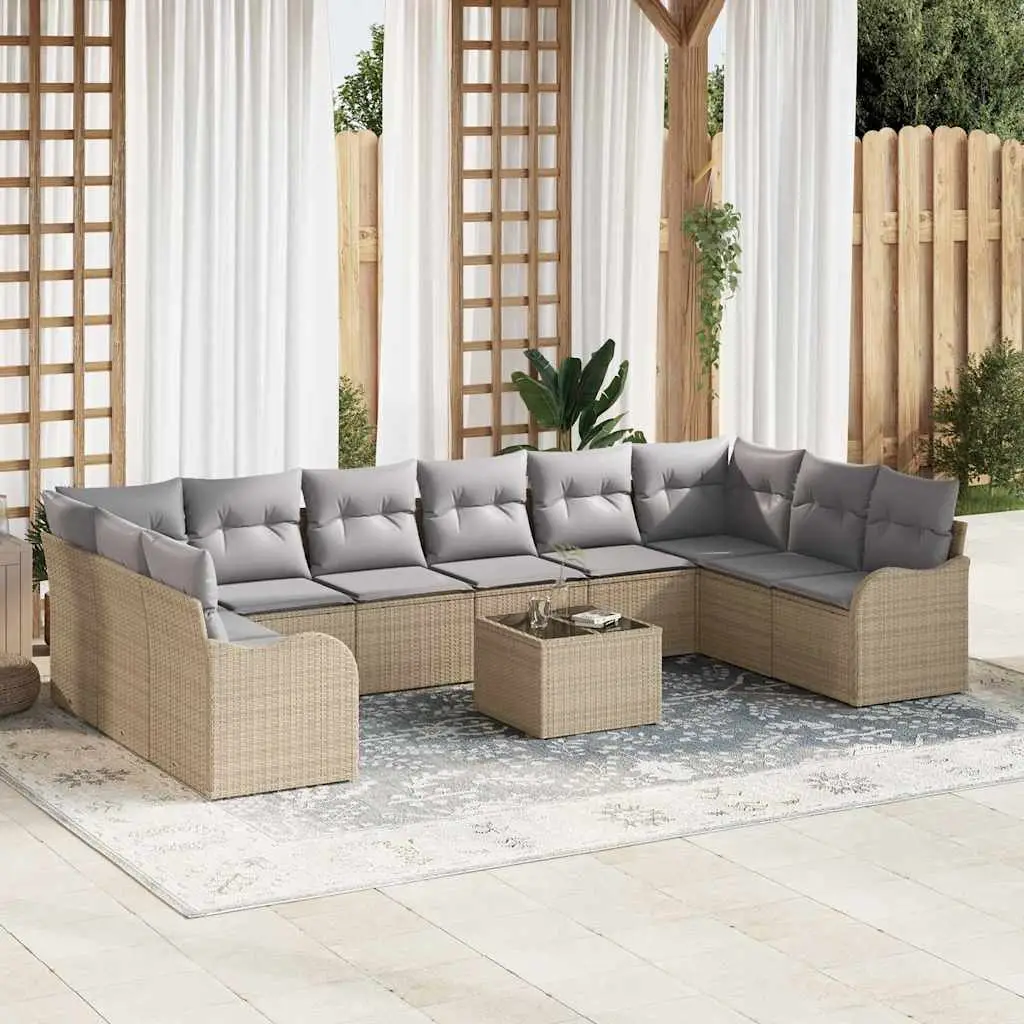 Ensemble de canapé de jardin Beige 55 x 55 x 37 cm polyrotin vidaXL 3345890