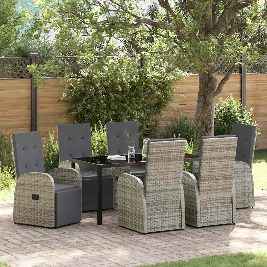 Ensemble de salle à manger pour jardin 7 pcs Gris polyrotin vidaXL 3379503