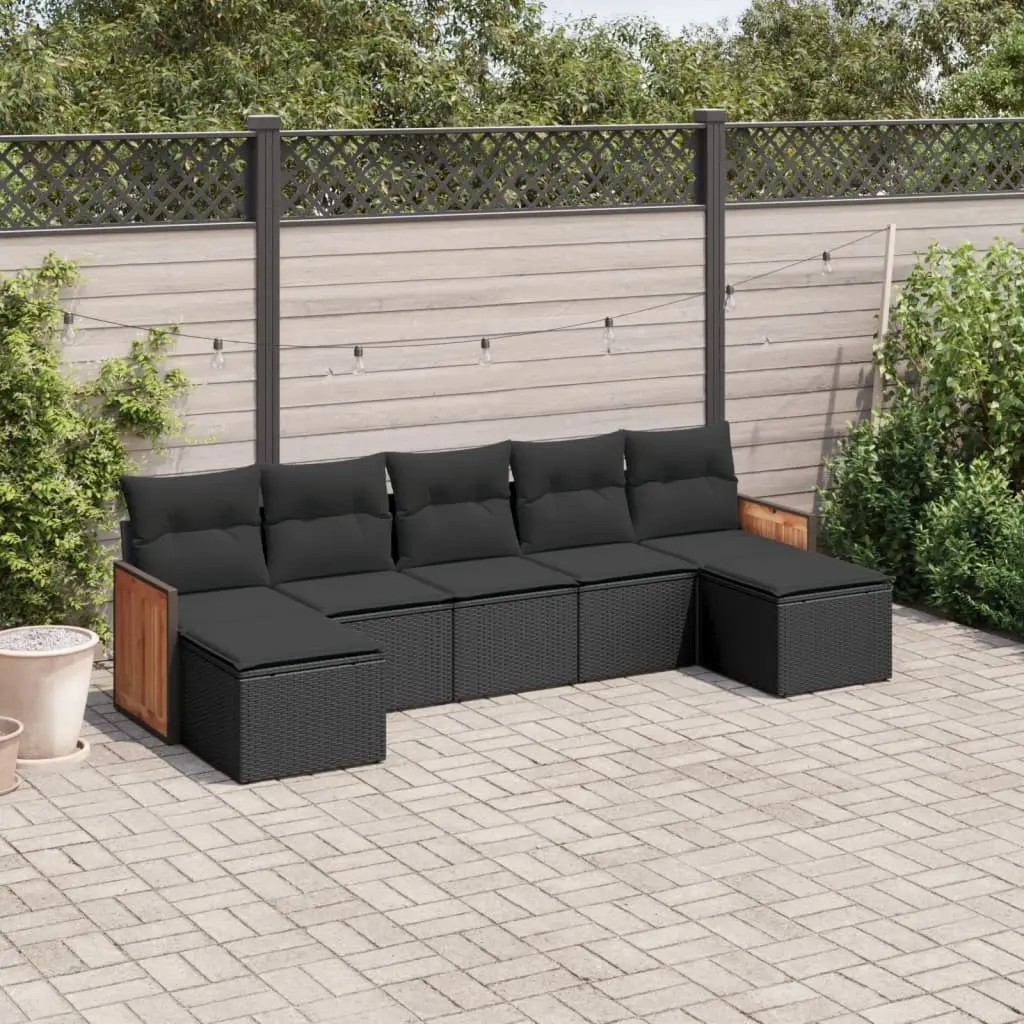 Ensemble de Jardin 7 Places Résine Tressée avec Rangement et Repose-Pieds Noir – ComfortXL Outdoor Living