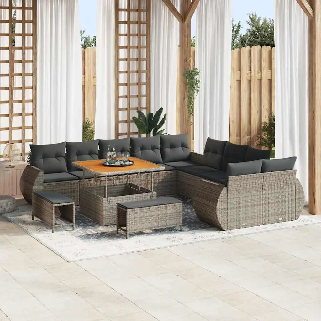 Ensemble de jardin moderne en polyrotin et bois d’acacia Gris – ComfortXL Outdoor Living