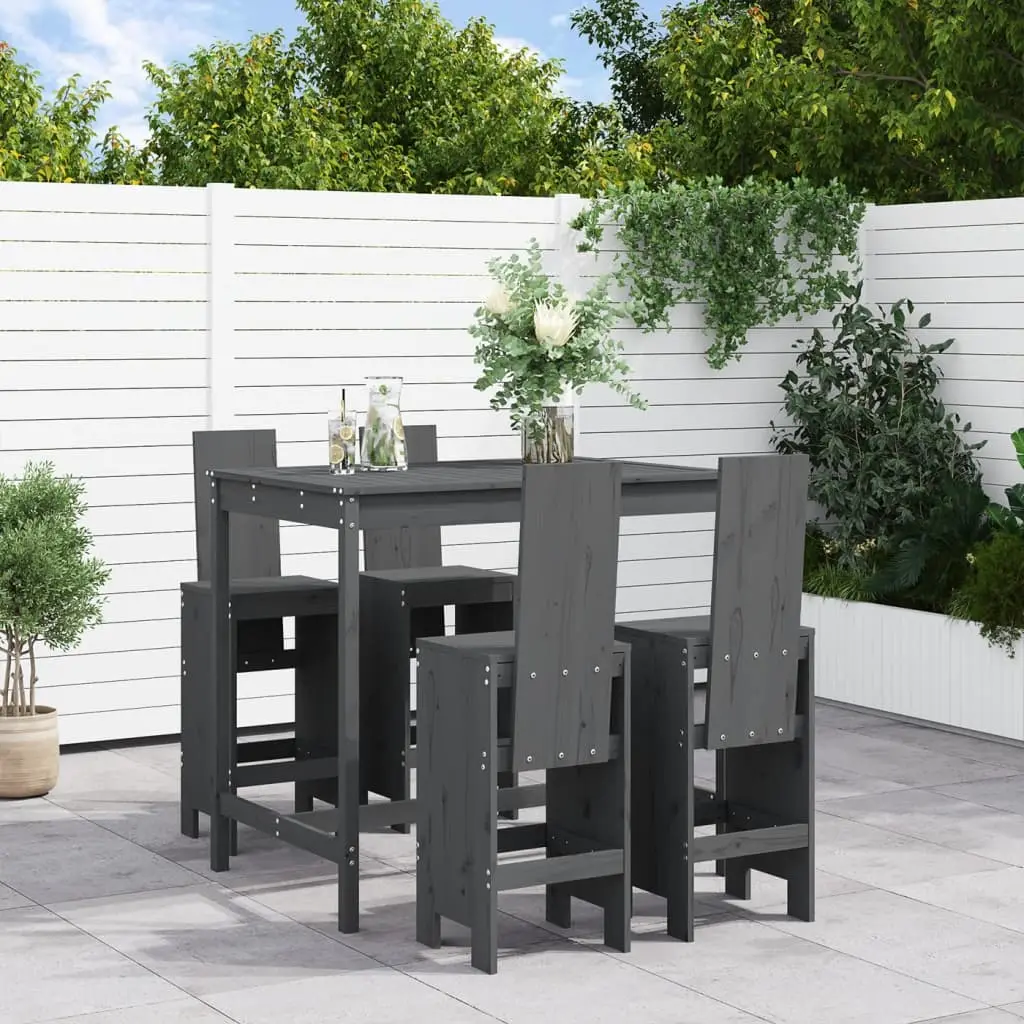Ensemble de bar de jardin 5 pcs gris bois de pin massif vidaXL 3157777