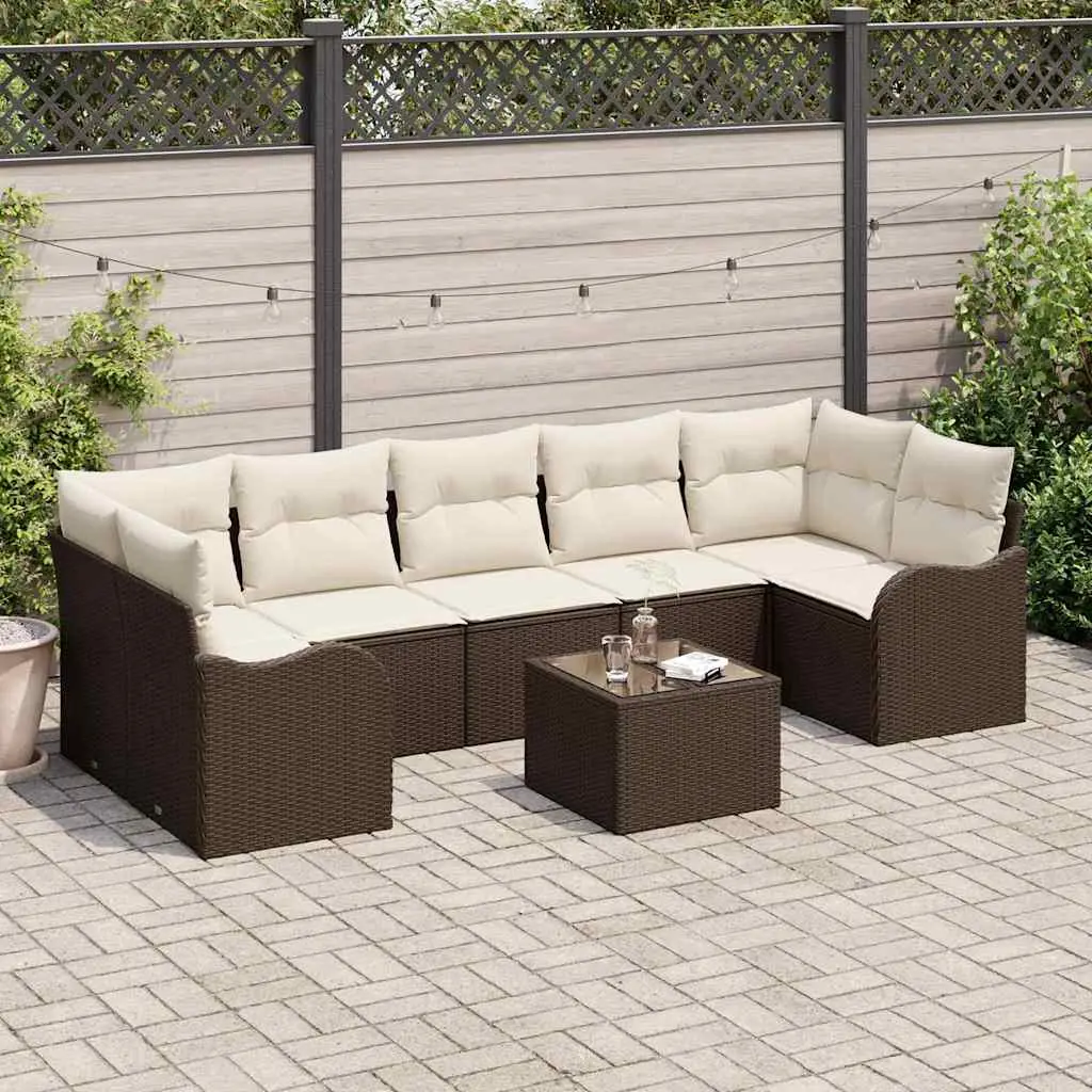 Ensemble Canapé Modulable 8 Éléments Résine Tressée Marron Coins et Centre Patio – ComfortXL Outdoor Living