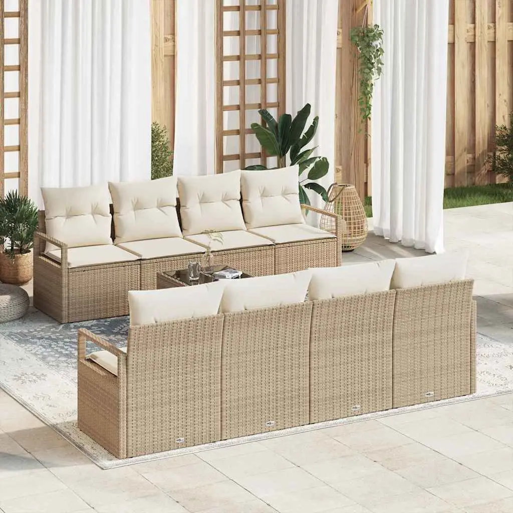 Ensemble de Canapés avec coussin 7 pcs Beige et crème polyrotin vidaXL 3346311
