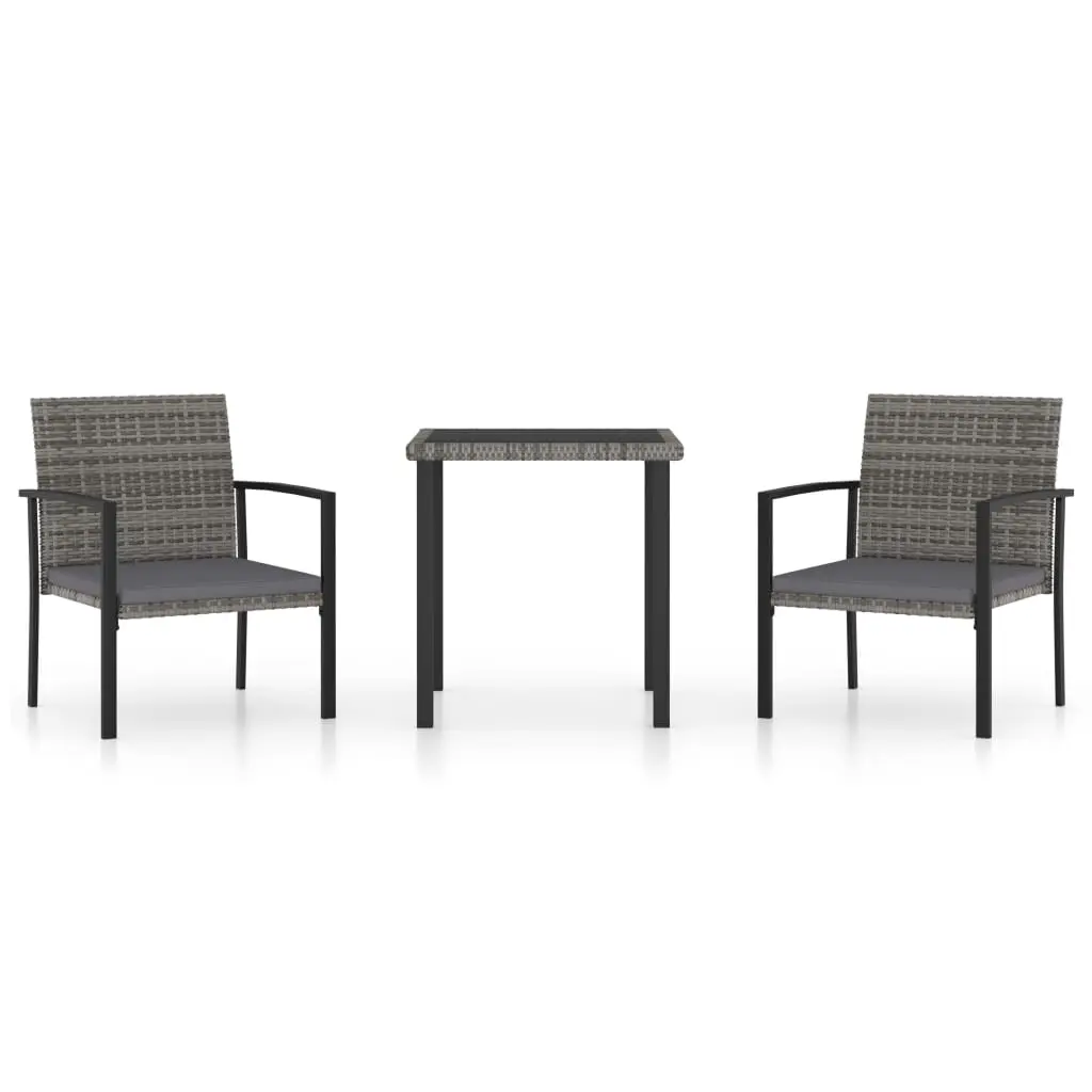 Ensemble de 3 pcs table de jardin avec chaises – mobilier de jardin Résine tressée Gris-JU2541