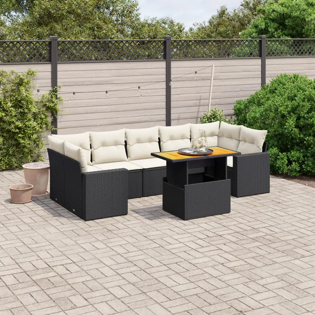 Ensemble de jardin 8 places noir avec accoudoirs et table réglable en hauteur – ComfortXL Outdoor Living