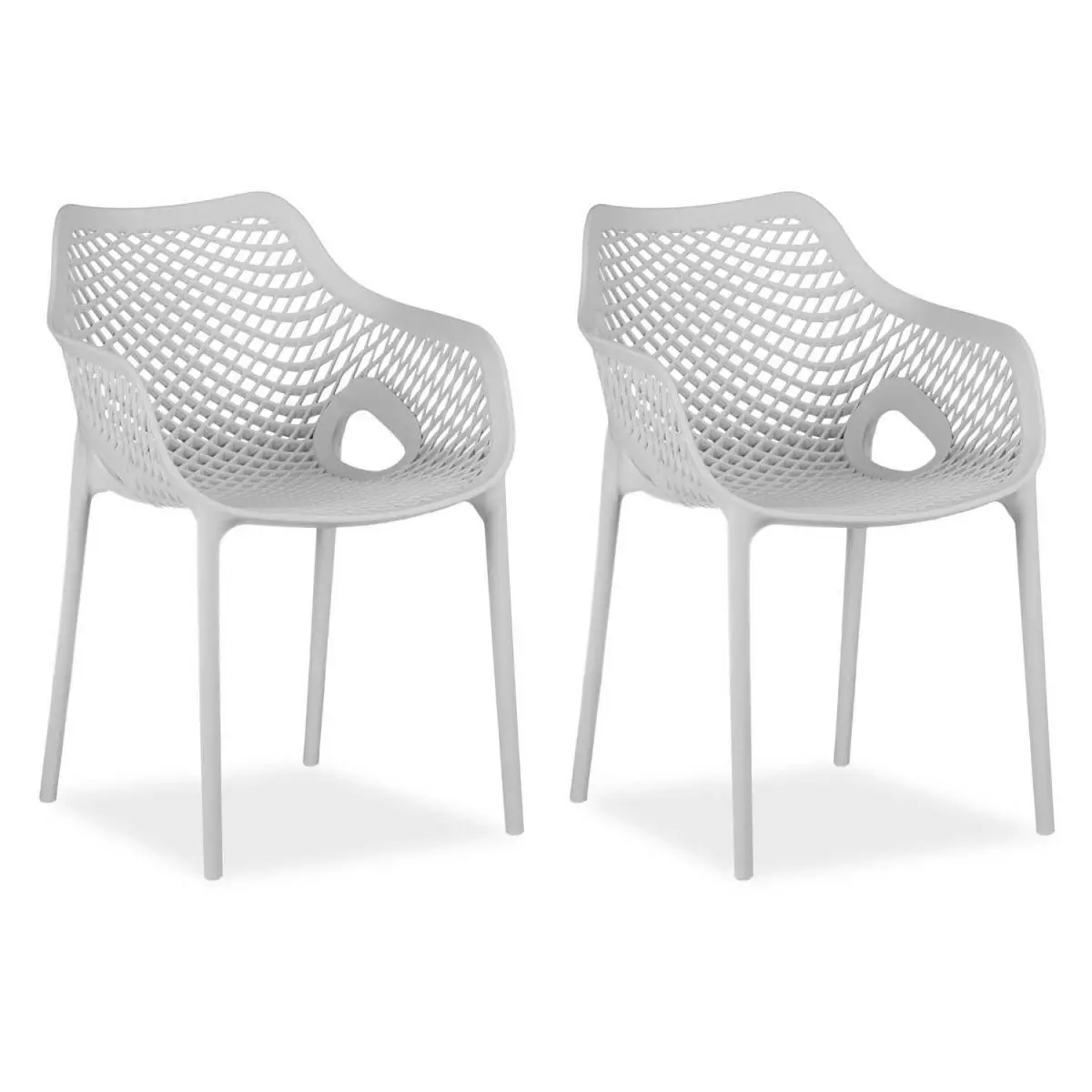 Ensemble de 2 chaises de jardin grises avec accoudoirs pour extérieur