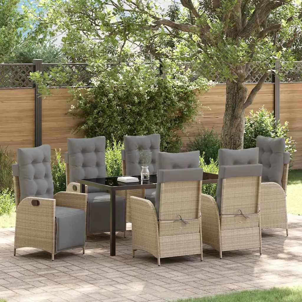 Ensemble de salle à manger pour jardin 7 pcs Beige polyrotin vidaXL 3380565 Beiges mixtes