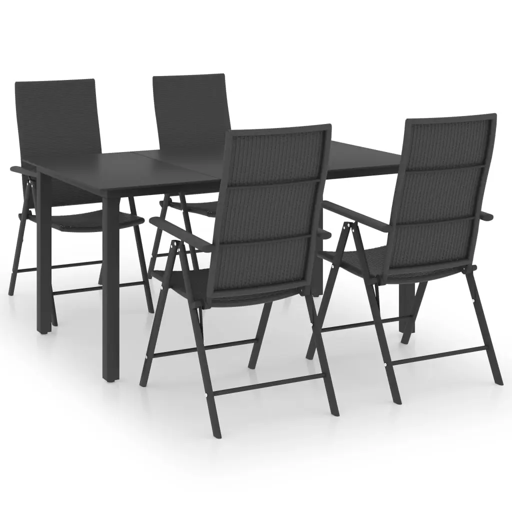 Ensemble de 5 pcs table de jardin avec chaises – mobilier de jardin noir-JU3052