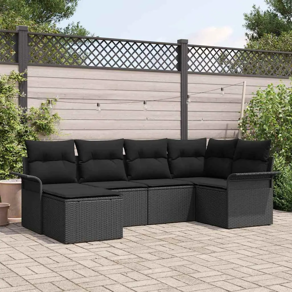 Ensemble de canapé de jardin avec stockage 6 pcs Noir polyrotin vidaXL 3354102
