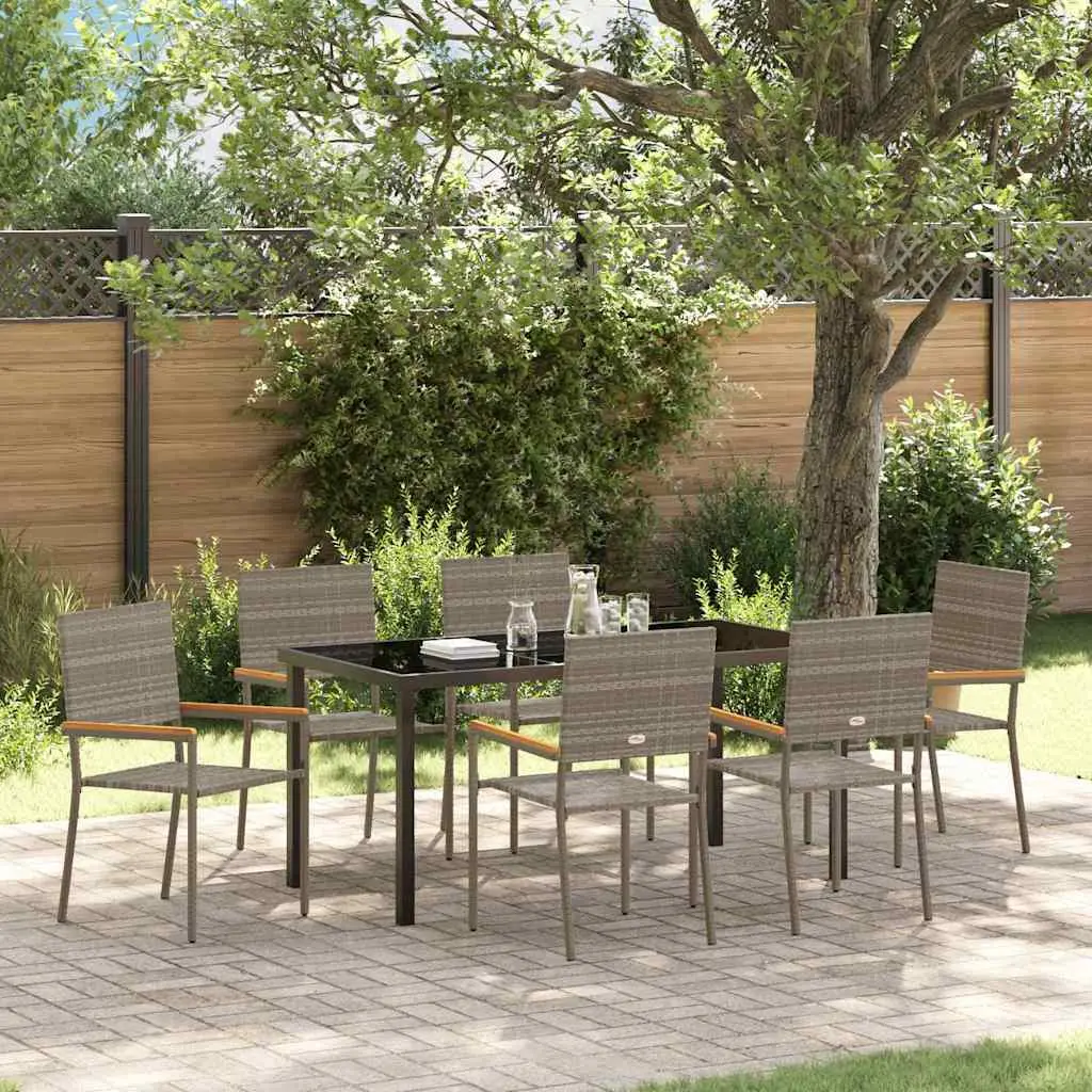 Ensemble de salle à manger pour jardin 7 pcs Gris polyrotin vidaXL 3379713