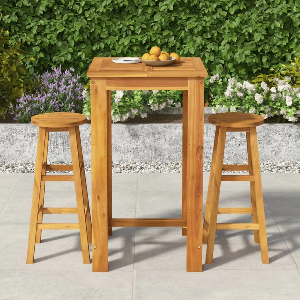 Ensemble de bar de jardin 3 pcs bois d’acacia solide vidaXL 3154388