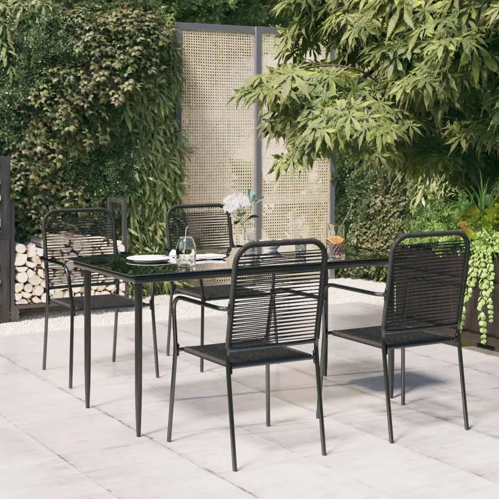 Ensemble de Repas 5pcs Corde Coton et Acier Empilable Noir – ComfortXL Outdoor Living