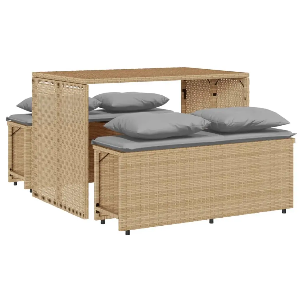 Ensemble de 3 pcs table de jardin et chaises avec coussins – mobilier de jardin Beige poly rotin-JU2663