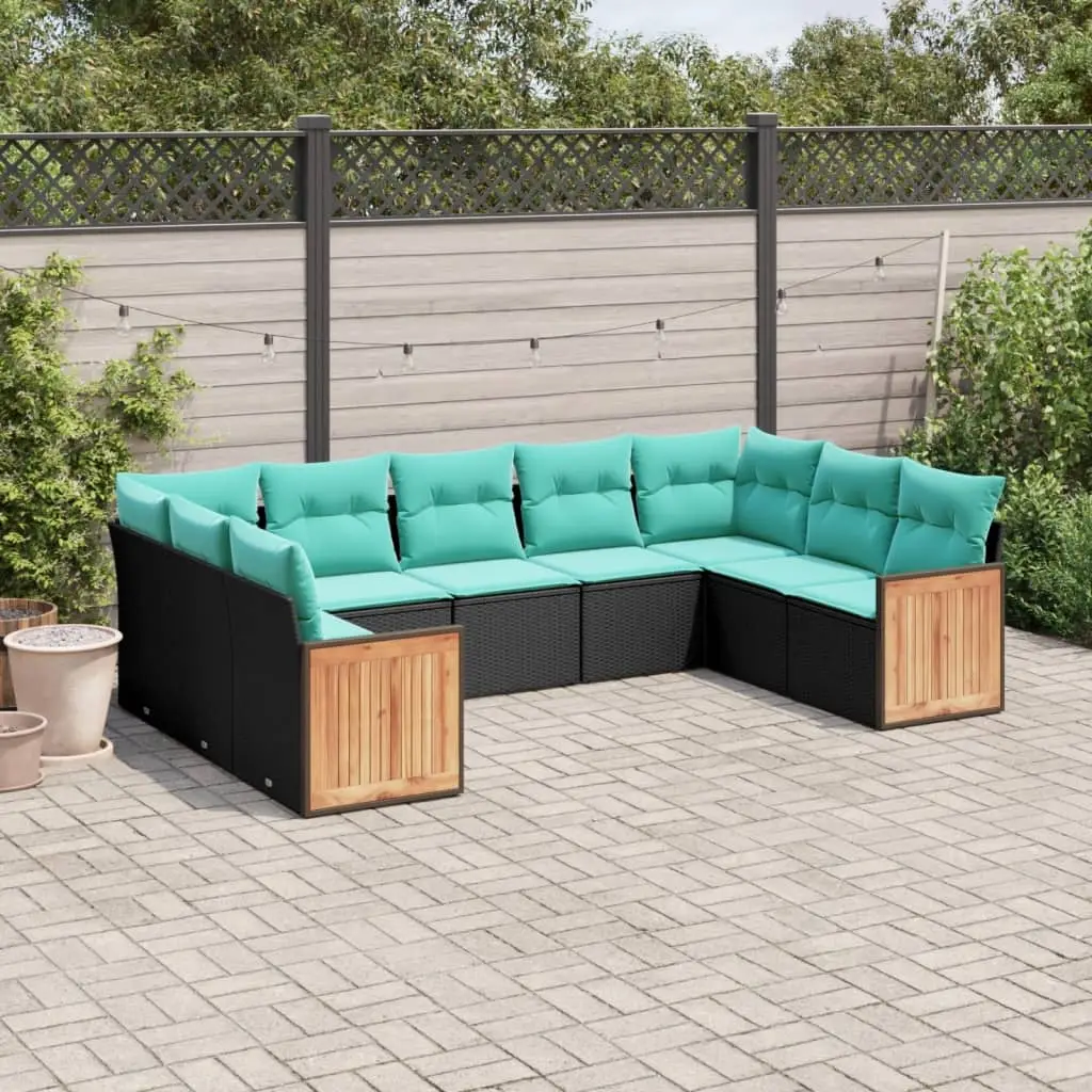 Ensemble canapés de jardin 9 pcs résine tressée modulable pour jardin Noir – ComfortXL Outdoor Living