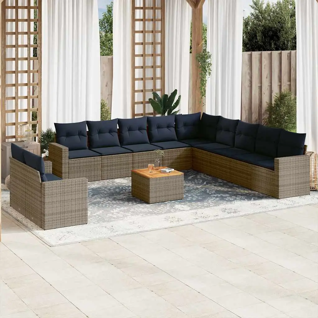 Ensemble canapé de jardin résine tressée modulable avec coffre de rangement pour terrasse Gris 12 Pièces – ComfortXL Outdoor Living