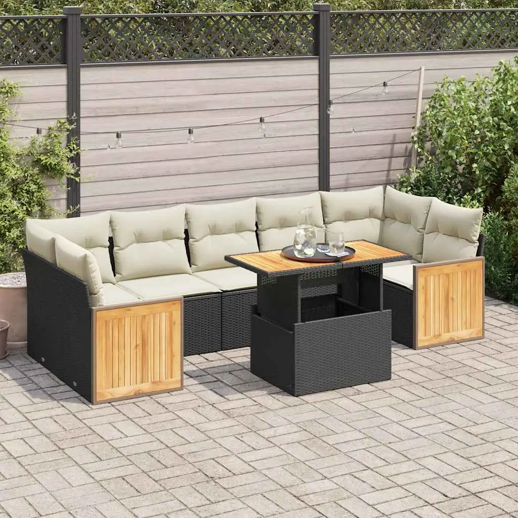 Ensemble canapés de jardin 8 pièces noir et blanc en résine tressée avec rangement intégré – ComfortXL Outdoor Living