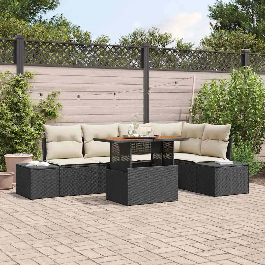 Ensemble de salle à manger pour jardin 6 pcs Noir et Crème vidaXL 3349963 Noir et crème