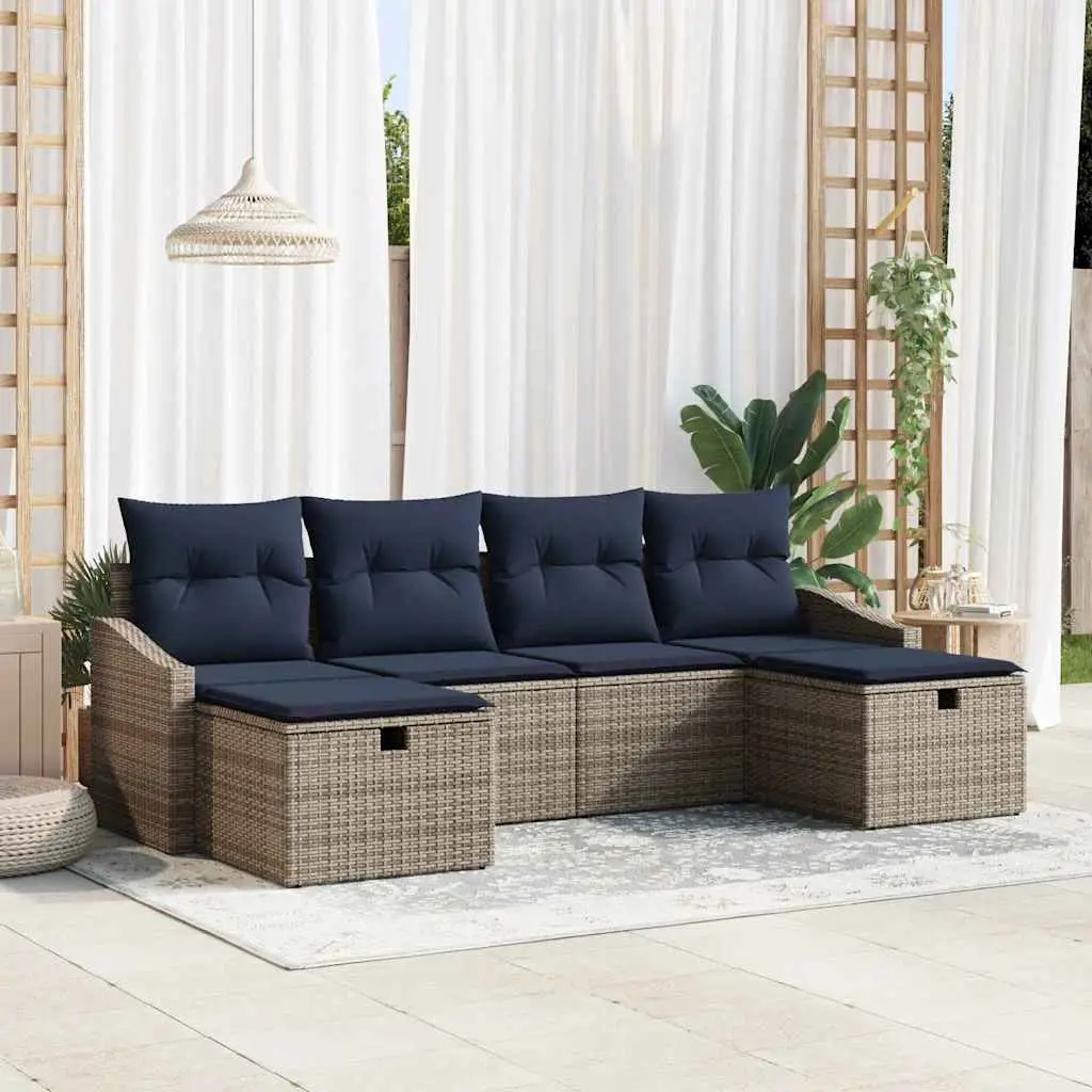 Ensemble de Canapés avec coussin 5 pcs polyrotin vidaXL 3360656