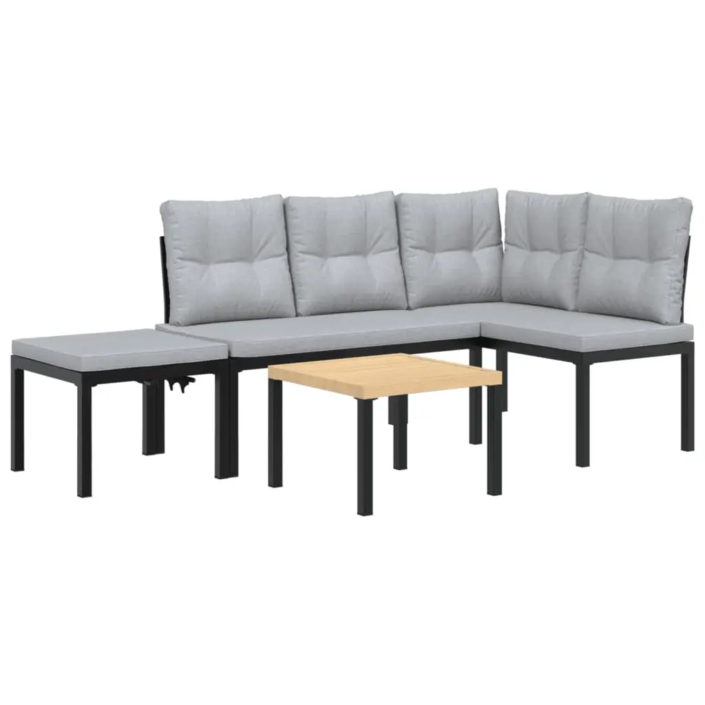 Ensemble de 4 pcs banc de jardin avec coussins – Banc d’extérieur – Banquette noir-JU11303