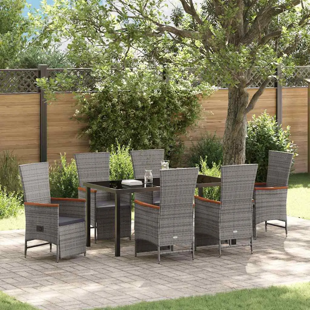 Ensemble de salle à manger pour jardin 7 pcs Gris polyrotin vidaXL 3379454