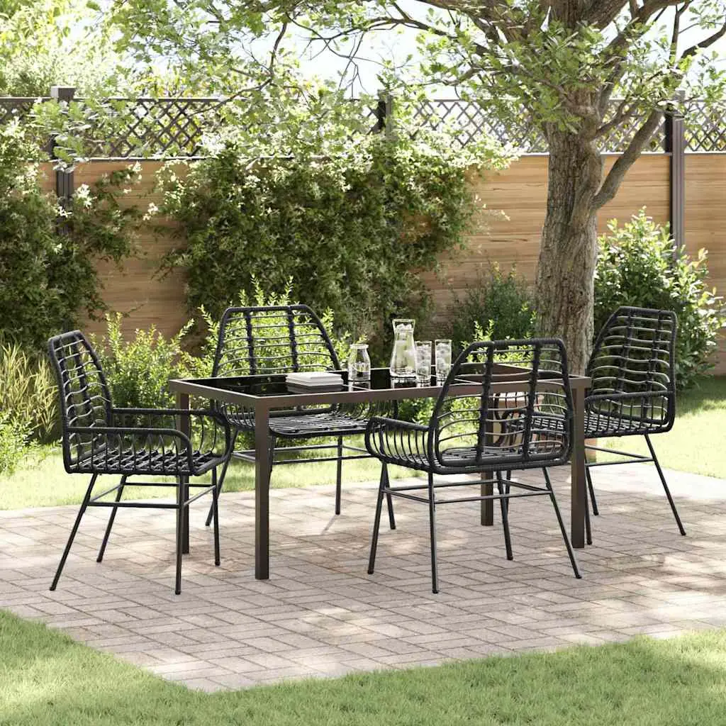 Ensemble de salle à manger pour jardin 5 pcs Noir polyrotin vidaXL 3380844